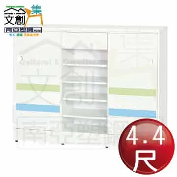 【文創集】南亞塑鋼 馬蒂爾多彩3尺上下雙層雙推門中空高鞋櫃(七色可選) 歷史價格詳細信息