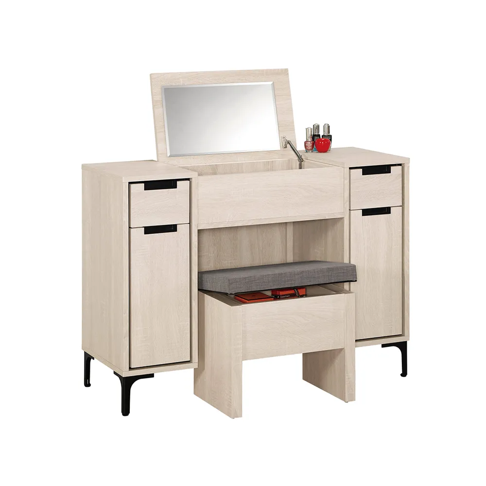 Bernice-夏恩3.3尺掀蓋式化妝桌/鏡台組合(2尺掀鏡台+1.3尺三抽收納櫃-附插座+收納化妝椅) 歷史價格詳細信息