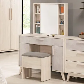 Bernice-夏恩3.3尺掀蓋式化妝桌/鏡台組合(2尺掀鏡台+1.3尺三抽收納櫃-附插座+收納化妝椅) 歷史價格詳細信息