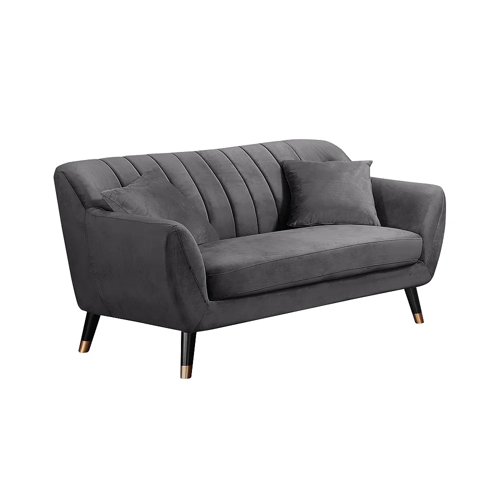 Boden-塔托灰色絨布二人座沙發/雙人座/二人座沙發椅-贈抱枕 歷史價格詳細信息