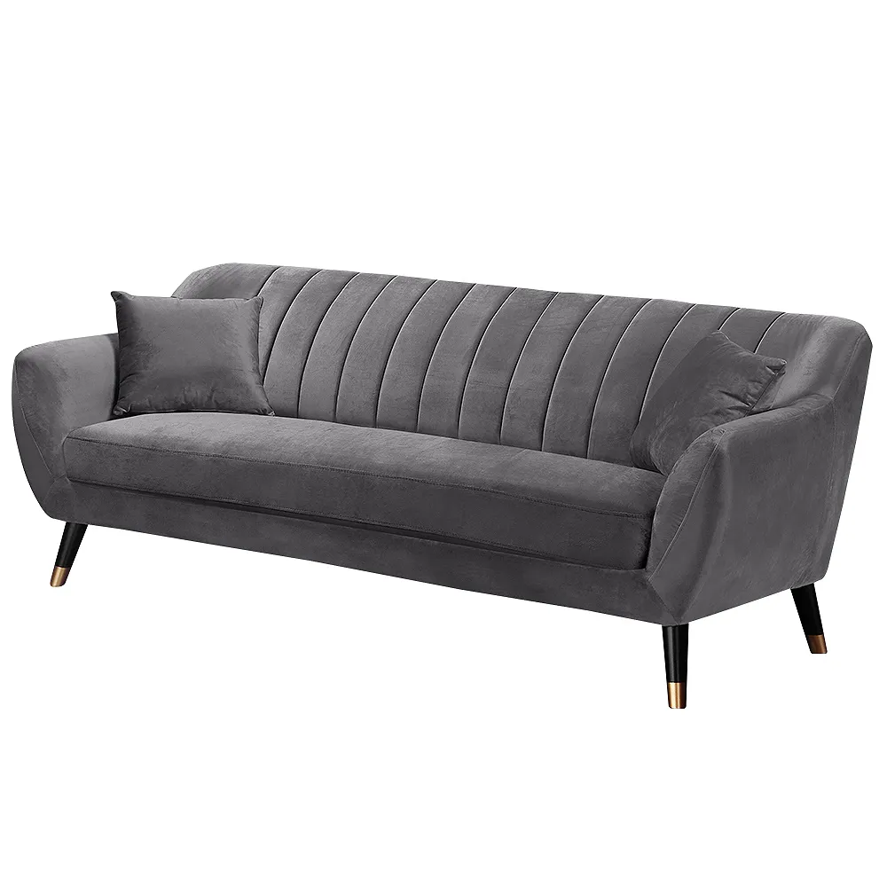 Boden-塔托灰色絨布二人座沙發/雙人座/二人座沙發椅-贈抱枕 歷史價格詳細信息