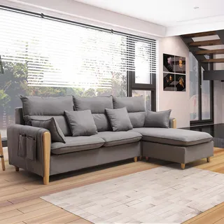 Boden-喬伊亞麻布沙發腳凳/小椅凳/矮凳/穿鞋椅(兩色可選) 歷史價格詳細信息