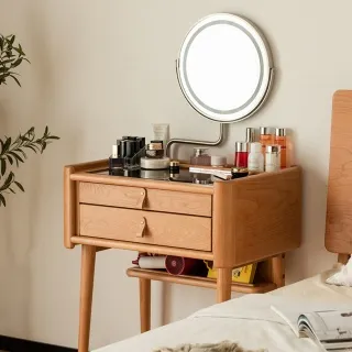 北美櫻桃木實木梳妝檯黑胡桃木臥室小戶輕奢多功能簡約一體化妝桌 歷史價格詳細信息