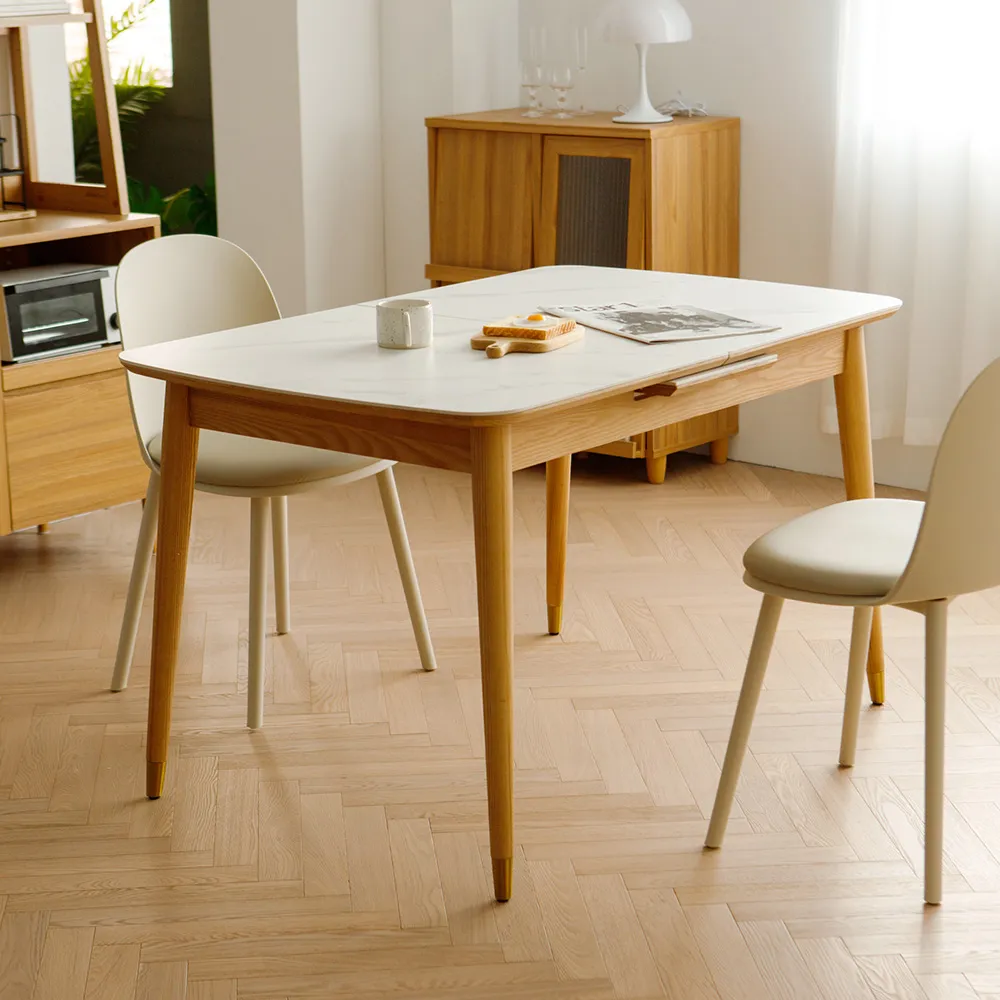 輕奢伸縮折疊餐桌巖板餐桌椅組合家用多功能現代簡約兩用飯桌桌子-果奇繽果超夯 正品 活動 優惠 歷史價格詳細信息