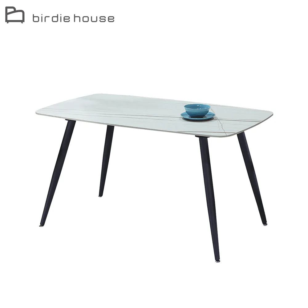 Birdie-福西特工業風4.7尺白色岩板餐桌椅組合(一桌四椅) 歷史價格詳細信息