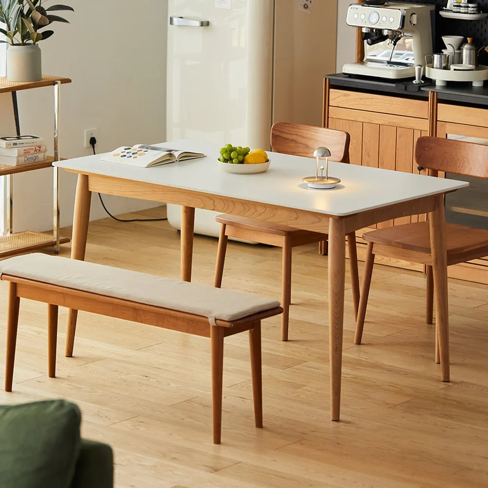 櫻桃木巖板餐桌實木耐磨北歐家用小戶型客廳長方形飯桌椅組合 歷史價格詳細信息