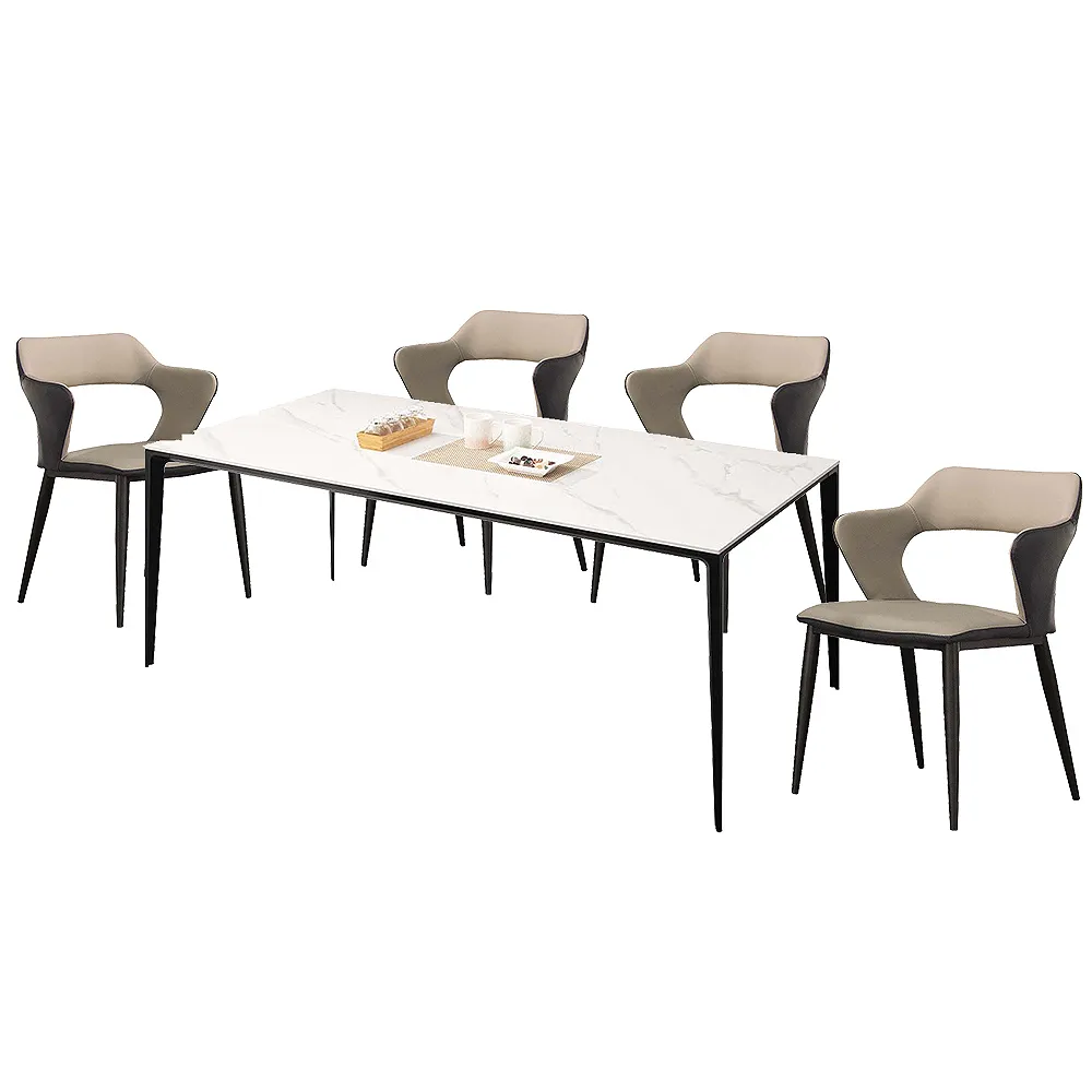 岩石板 餐桌椅組合 小戶型家用吃飯桌子椅子大裡石實木餐桌可伸縮折疊（1桌+6椅） 歷史價格詳細信息