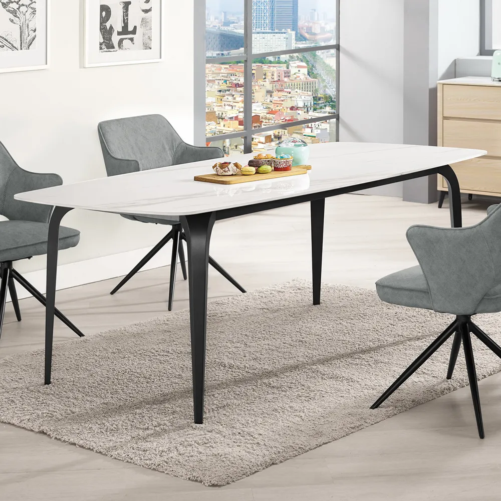 Bernice-維芙6尺時尚岩板餐桌椅組合(一桌二椅一長椅) 歷史價格詳細信息