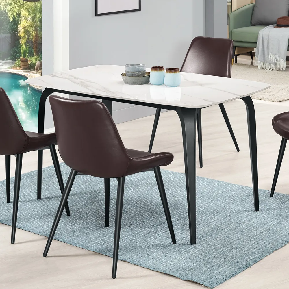 Bernice-維芙6尺時尚岩板餐桌椅組合(一桌二椅一長椅) 歷史價格詳細信息