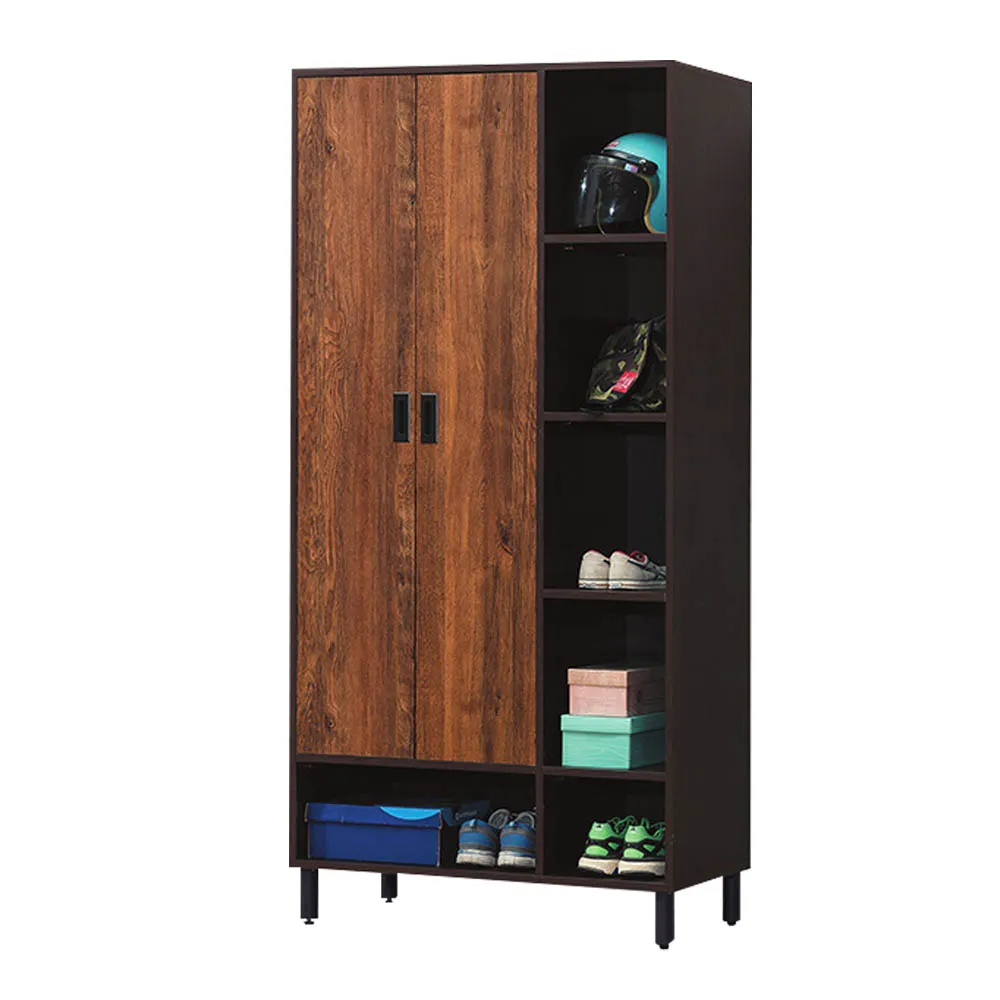 Bernice-偉特4尺工業風三門鞋櫃(兩色可選) 歷史價格詳細信息