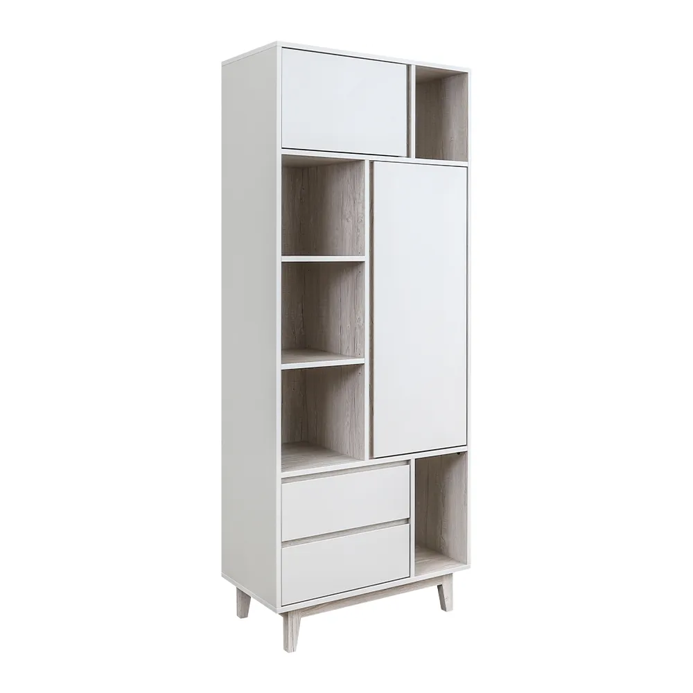 Bernice-艾琳娜2.6尺二門二抽開放式收納書櫃/展示置物櫃 歷史價格詳細信息