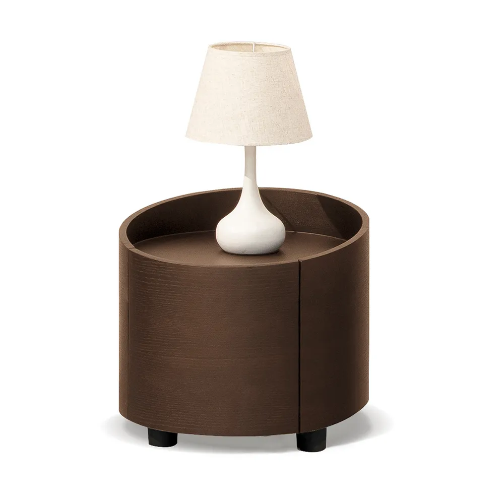 圓形床頭櫃皮質意式輕奢代簡約北歐我是皮革巖板鋼化玻璃收納櫃  向日葵優品 歷史價格詳細信息