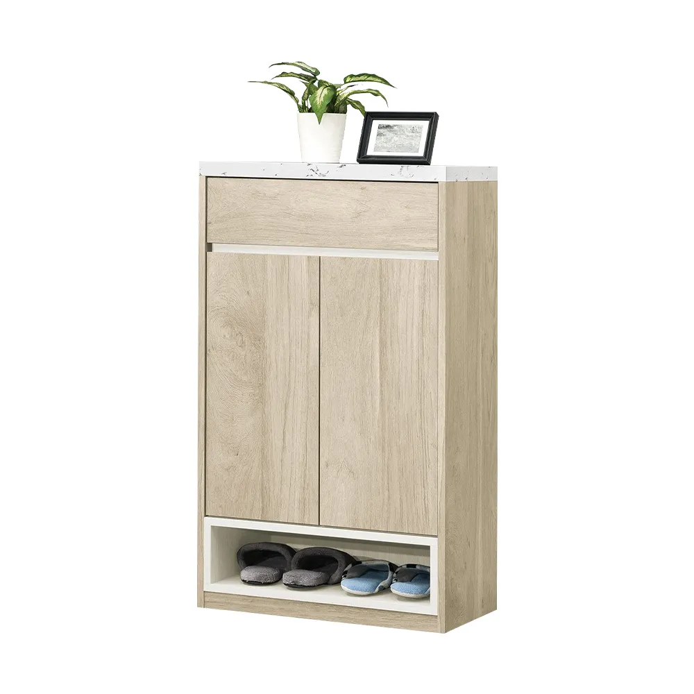 Bernice-貝卡3.1尺日系仿石面造型屏風玄關高鞋櫃組合(二門單抽中開放鞋櫃+屏風座鞋櫃) 歷史價格詳細信息