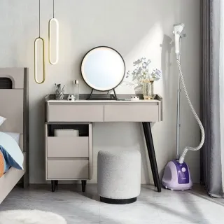 林氏木業現代簡約可伸縮化妝桌MI1C+JF2H-A妝凳-荷花白 歷史價格詳細信息