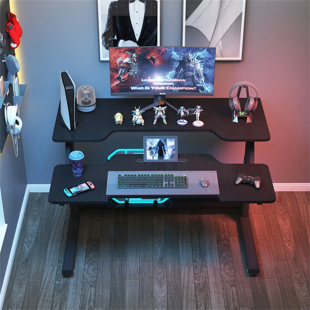 家用可升降桌電腦桌電競桌臺式書桌學生學習桌簡約辦公桌子工作檯 歷史價格詳細信息