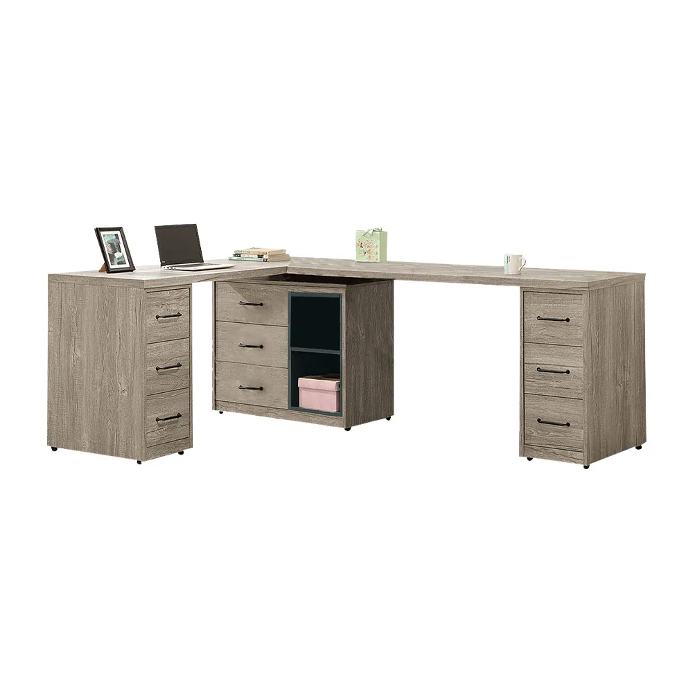 Bernice-本森8尺輕工業風多功能書櫃型工作桌組合/伸縮書櫃+雙人書桌(B款) 歷史價格詳細信息