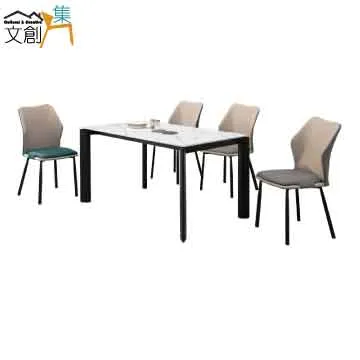 岩石板 餐桌椅組合 小戶型家用吃飯桌子椅子大裡石實木餐桌可伸縮折疊（1桌+6椅） 歷史價格詳細信息