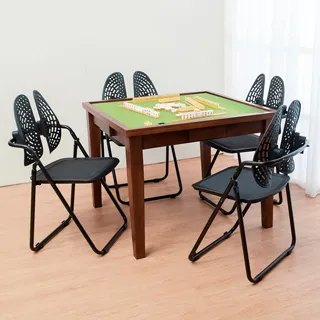 實木麻將桌餐桌兩用象棋桌簡約摺疊家用簡易手動棋牌桌椅組合 歷史價格詳細信息
