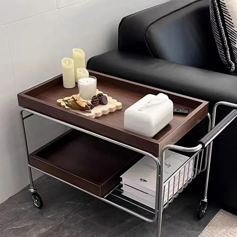 茶水小推車 茶水小推車 實木沙發邊几 可移動茶几 客廳邊櫃茶几 茶水邊櫃小推車 家用帶輪茶几 歷史價格詳細信息