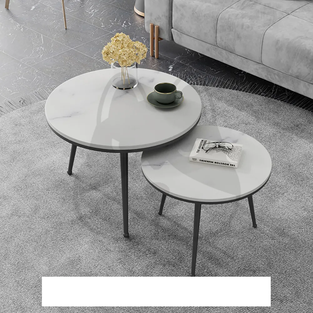 茶几子母巖板鋼製圓形組合北歐風簡約多功能茶几客廳 歷史價格詳細信息
