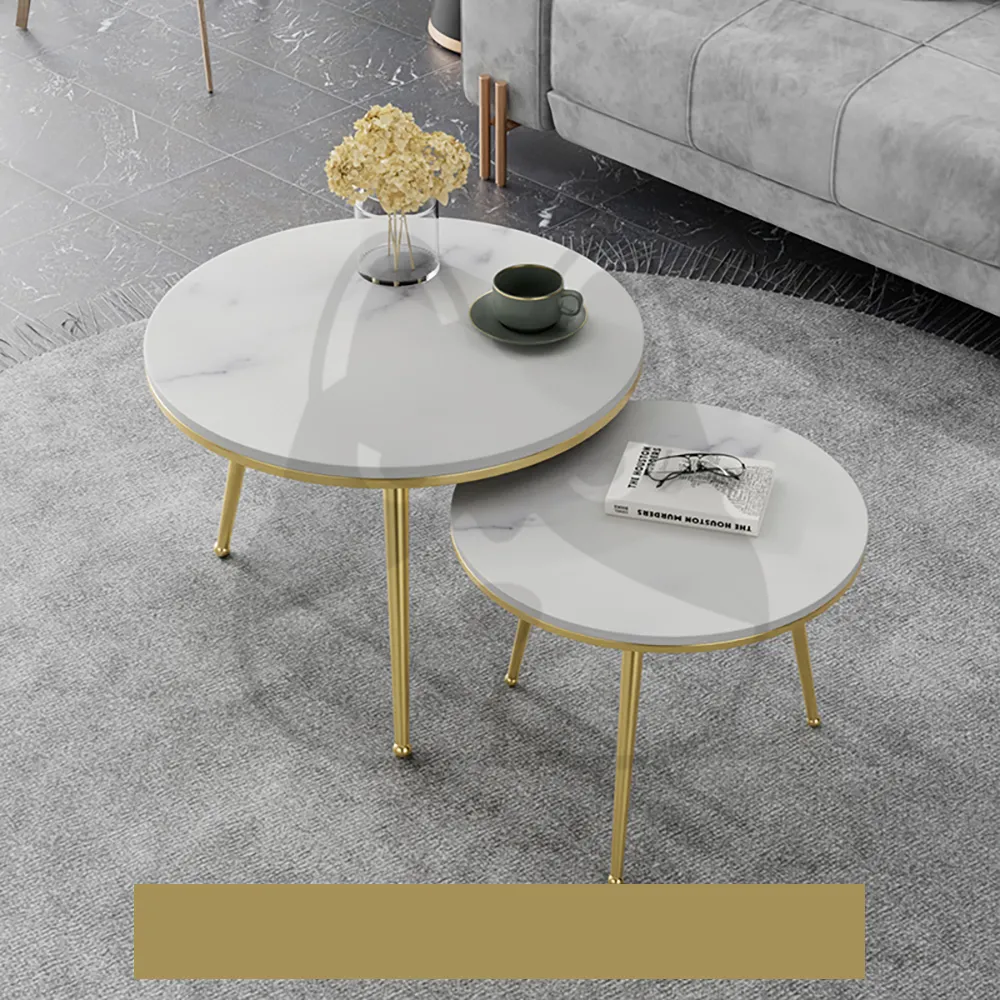 茶几子母巖板鋼製圓形組合北歐風簡約多功能茶几客廳 歷史價格詳細信息