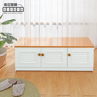 Birdie南亞塑鋼-4尺三開門防水塑鋼坐式百葉鞋櫃/座鞋櫃/收納穿鞋椅(白色+胡桃色) 歷史價格詳細信息