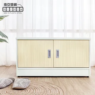 Birdie南亞塑鋼-2.8尺二門防水塑鋼坐式鞋櫃/座鞋櫃/收納穿鞋椅(木紋色+白色) 歷史價格詳細信息