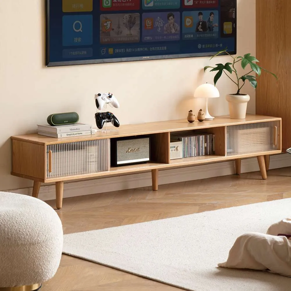 源氏木語橡木原木色玻璃滑門2M四格電視櫃 Y162N01 歷史價格詳細信息