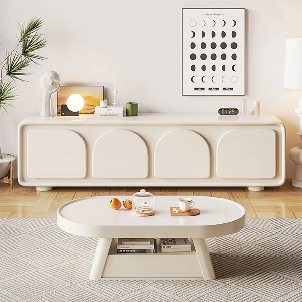 Peachy Life 簡瀾 奶油風岩板可伸縮中島餐桌櫃210-260cm 歷史價格詳細信息