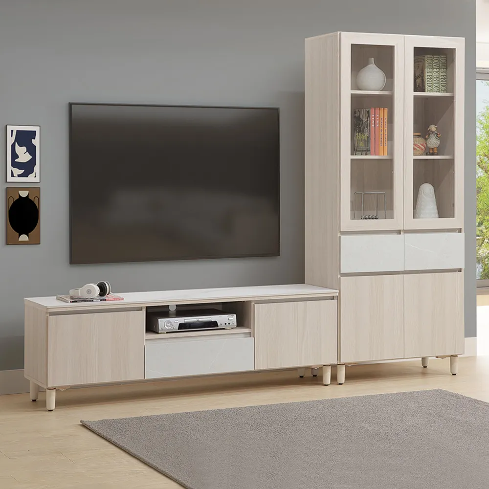 Homelike 納維亞8尺岩板視廳組合櫃(5.3尺電視櫃+中抽書櫃) 歷史價格詳細信息