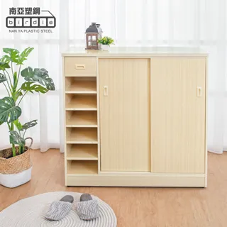 Birdie南亞塑鋼-3尺拉門/推門塑鋼鞋櫃(胡桃色+白橡色) 歷史價格詳細信息