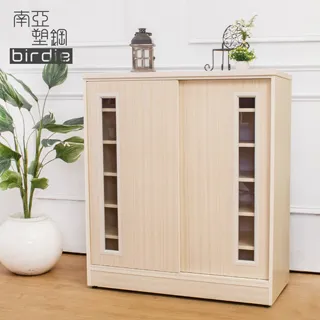 Birdie南亞塑鋼-3.9尺開放式5格雙拉門塑鋼書櫃/防水收納櫃/教具櫃(白橡色) 歷史價格詳細信息