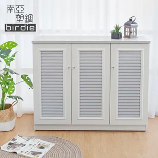 【南亞塑鋼】4尺三門塑鋼百葉鞋櫃(大理石灰) 歷史價格詳細信息