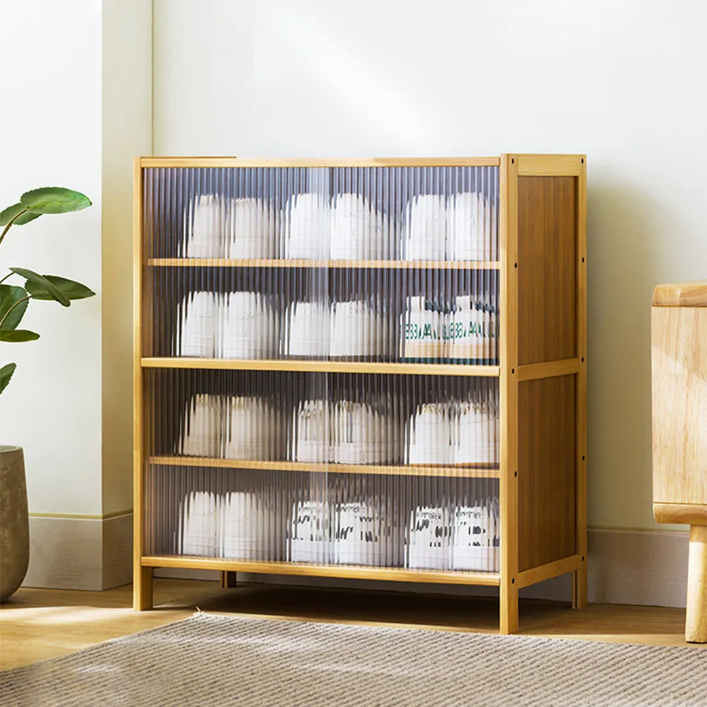 【HappyLife】楠竹拉門鞋櫃 透明櫃門 十層40公分 Y10940 歷史價格詳細信息