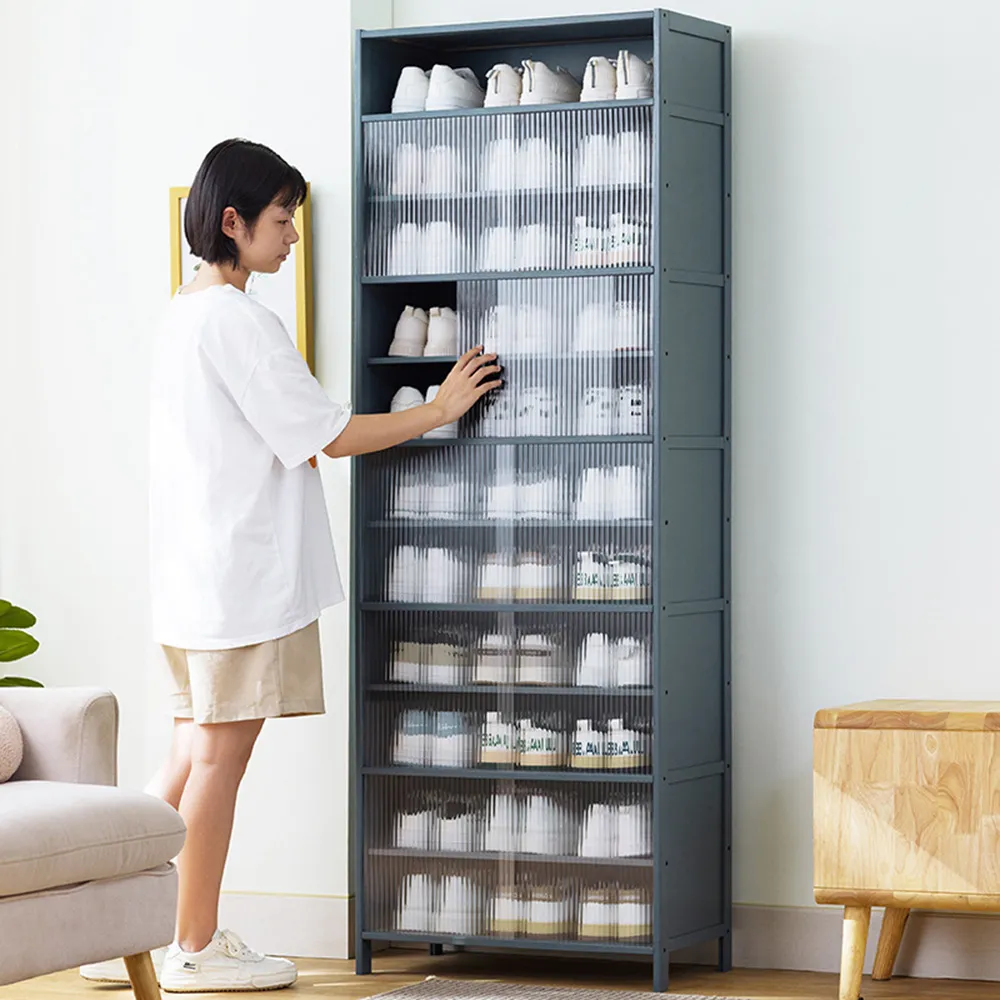 【HappyLife】楠竹拉門鞋櫃 透明櫃門 十層40公分 Y10940 歷史價格詳細信息