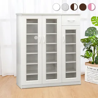 Bernice-防水塑鋼3.2尺三門單抽透視鞋櫃(五色可選) 歷史價格詳細信息