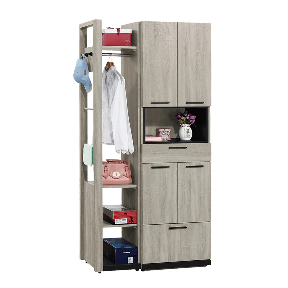 Bernice-雅娜3.3尺四門單抽高鞋櫃/玄關收納櫃/隔間置物櫃/開放式吊衣櫃-附收納穿鞋椅 歷史價格詳細信息