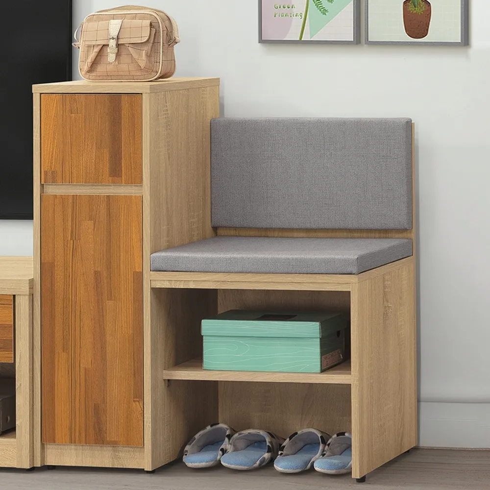 AS-艾融混色2.7尺收納座鞋櫃-防貓狗抓皮革布墊-81*38*82cm-2色可選 價格比較,價格查詢,歷史價格詳細信息