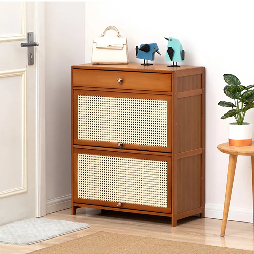 【HappyLife】仿編藤大容量有門鞋櫃/低款四門/135CM (Y10585) 歷史價格詳細信息