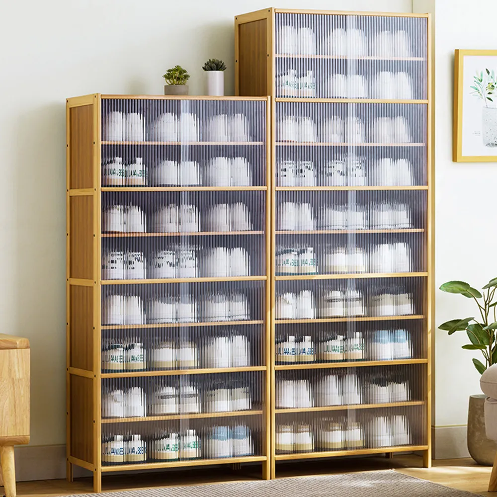 【HappyLife】楠竹拉門鞋櫃 透明櫃門 十層40公分 Y10940 歷史價格詳細信息