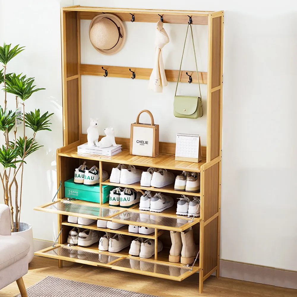 【HappyLife】楠竹玄關衣帽收納鞋櫃/灰色70CM (Y10808) 歷史價格詳細信息