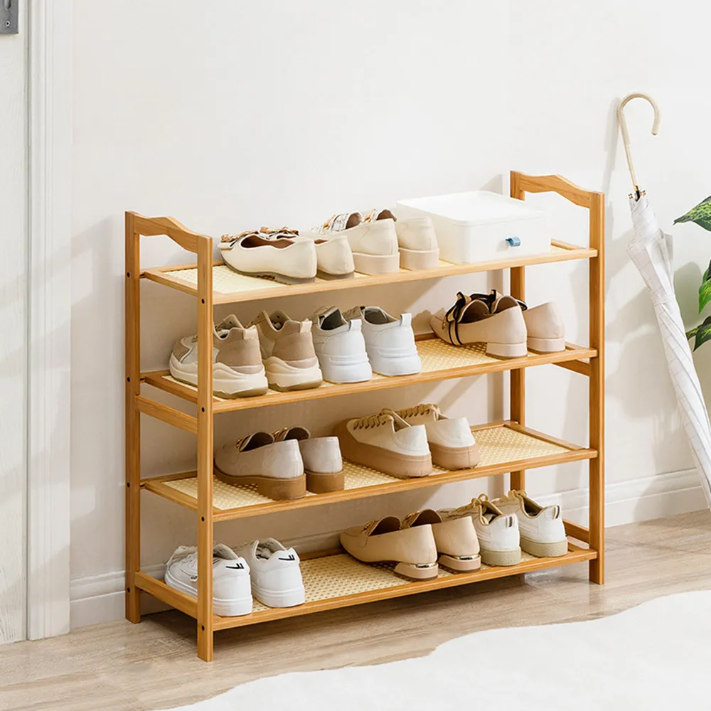 【HappyLife】楠竹製塑藤網紋開放式鞋架/六層100CM (Y10706) 歷史價格詳細信息