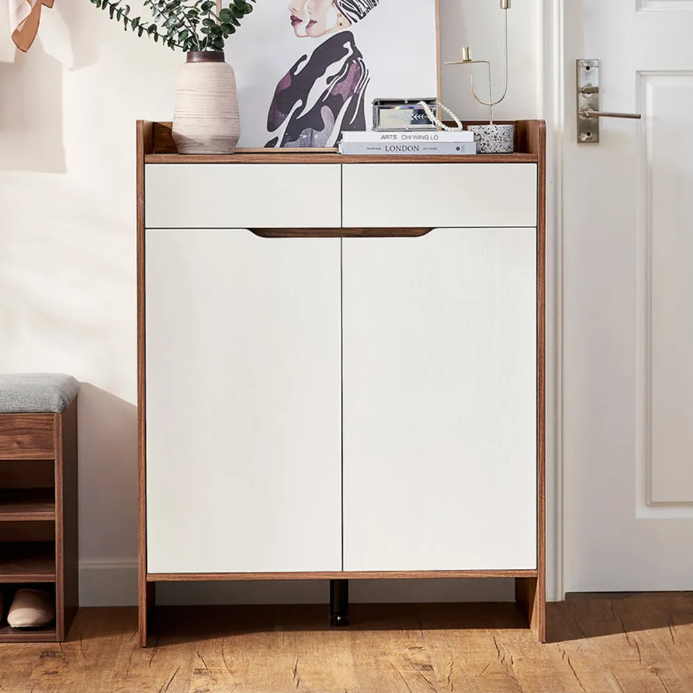 hoi! 林氏木業美式現代小戶型玄關超薄翻板收納鞋櫃 JF1N-A 荷花白 歷史價格詳細信息