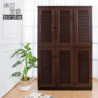 Birdie南亞塑鋼-4尺六門塑鋼百葉高鞋櫃(白橡色+白色) 歷史價格詳細信息