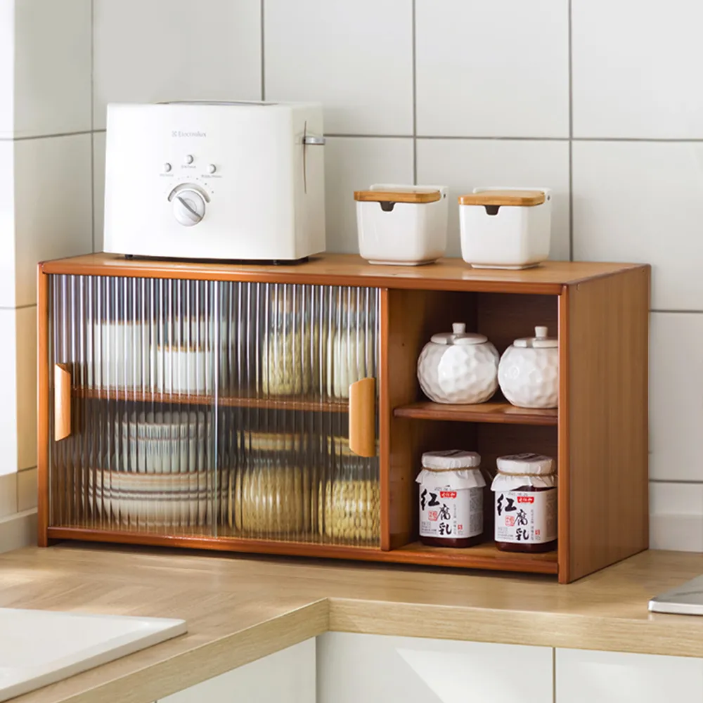 【HappyLife】楠竹製廚房檯面收納櫃/二層有層板45CM (Y10782) 歷史價格詳細信息