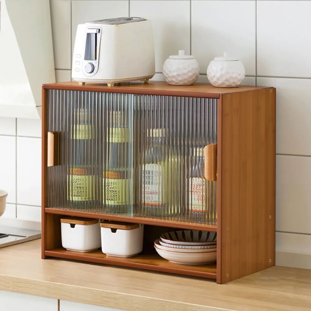 【HappyLife】楠竹製廚房檯面收納櫃/二層有層板45CM (Y10782) 歷史價格詳細信息