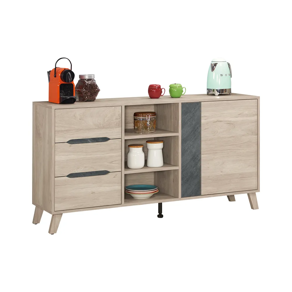 Boden-米森6尺白色岩板實木餐桌+米諾布面實木餐椅組合(一桌四椅) 歷史價格詳細信息