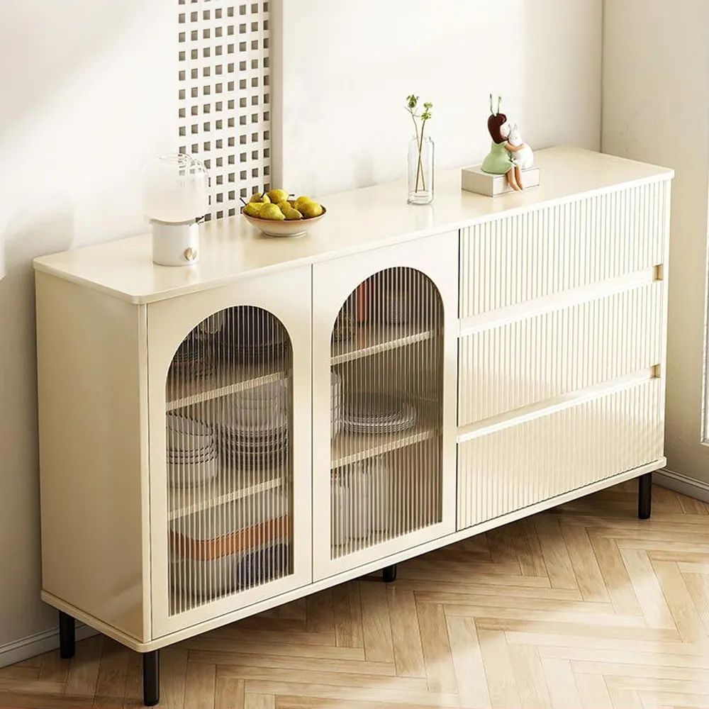 奶油風餐邊櫃簡約儲物櫃客廳電視櫃茶几組合輕奢黑色柜子 歷史價格詳細信息