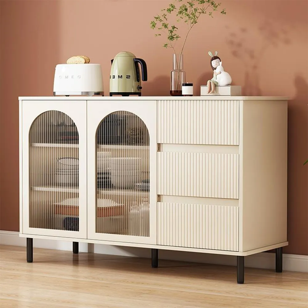 奶油風餐邊櫃簡約儲物櫃客廳電視櫃茶几組合輕奢黑色柜子 歷史價格詳細信息