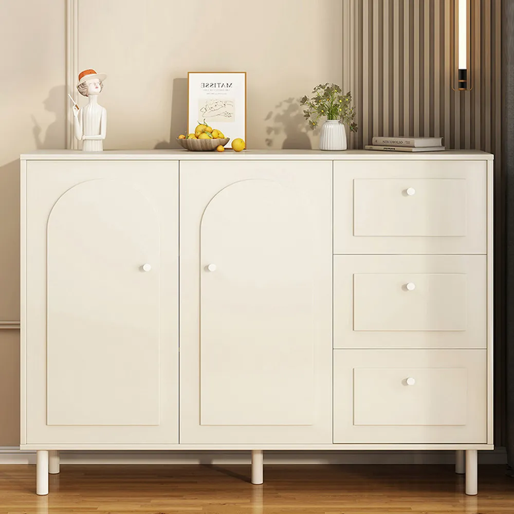 奶油風餐邊櫃簡約儲物櫃客廳電視櫃茶几組合輕奢黑色柜子 歷史價格詳細信息